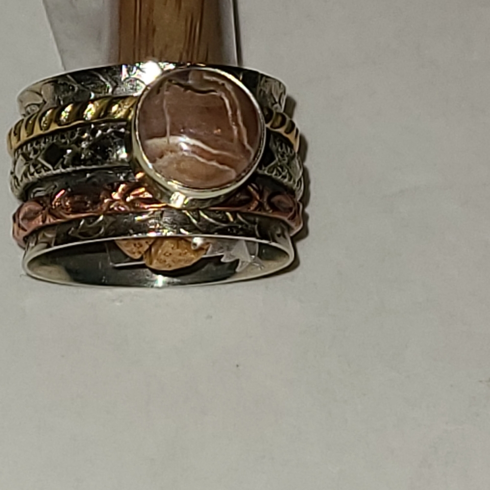 925 Sterling Silver Sunstone Spinner Ring